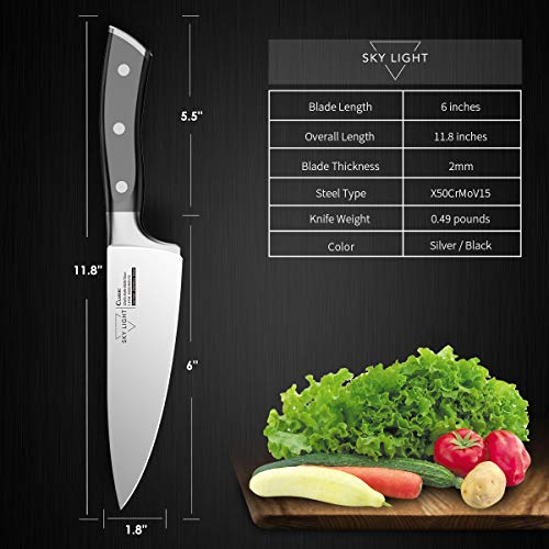 Chef Knife, 6 inch Pro Kitchen Knife Ultra Sharp Chef's Knife German High Carbon Stainless Steel Chef Cooking Knives with Ergonomic Handle - Thumbnail 5