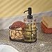 mDesign Decorative Wire Kitchen Sink Countertop Pump Bottle Caddy Liquid Hand Soap Dispenser with Storage Compartment - Holds and Stores Sponges, Scrubbers and Brushes - Vine Design - Clear/Bronze