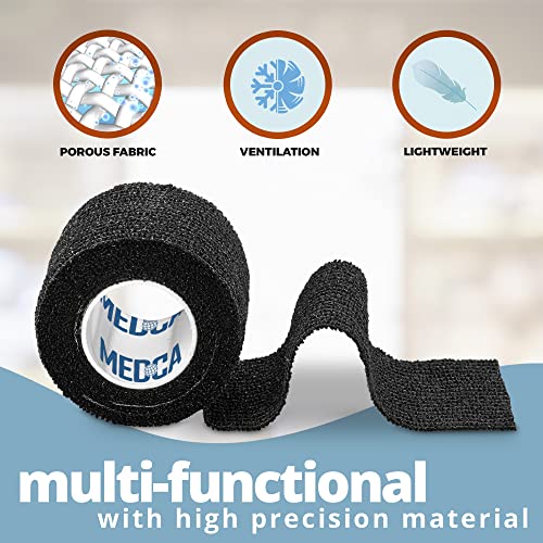 SelfAdherent Cohesive Bandage Black Medical Wrap 6 Rolls 2" Wide x