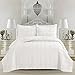 Terra Collection 3-Piece Luxury Quilt Set with Shams. Soft All-Season Microfiber Bedspread & Coverlet in Solid Colors with Embroidered Box Design. by Home Fashion Designs Brand. (F/Q, Optic White)
