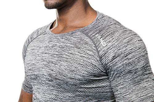 Kamo Fitness Short Sleeve Activewear T-Shirt for Men with Fast Drying and Moisture Transport (Grey, M)