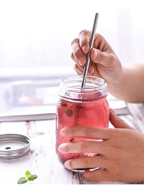 SET OF 10 STAINLESS STEEL STRAWS, HUAQI STRAIGHT REUSABLE STRAIGHT DRINKING STRAWS 10.5” LONG 0.24‘’ DIA FOR 30 OZ TUMBLER AND 20 OZ TUMBLER, 2 CLEANING BRUSH INCLUDED
