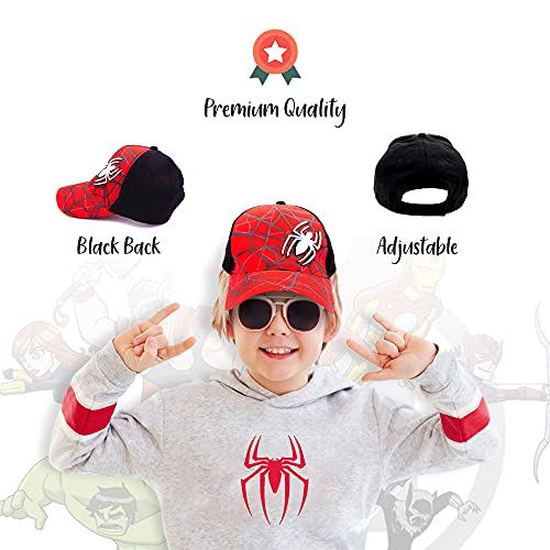 Marvel Spiderman Hat for Boys, Breathable Spiderman Baseball Cap for