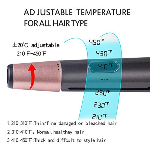Hair Straightener Curling Iron,HI NINGER 2 in 1 Tourmaline Twisted Curling Flat Iron with LCD Digital Display, Auto Hair Styling Tools for All Types Hair,Rotation Adjustable Temperature 210℉-450℉