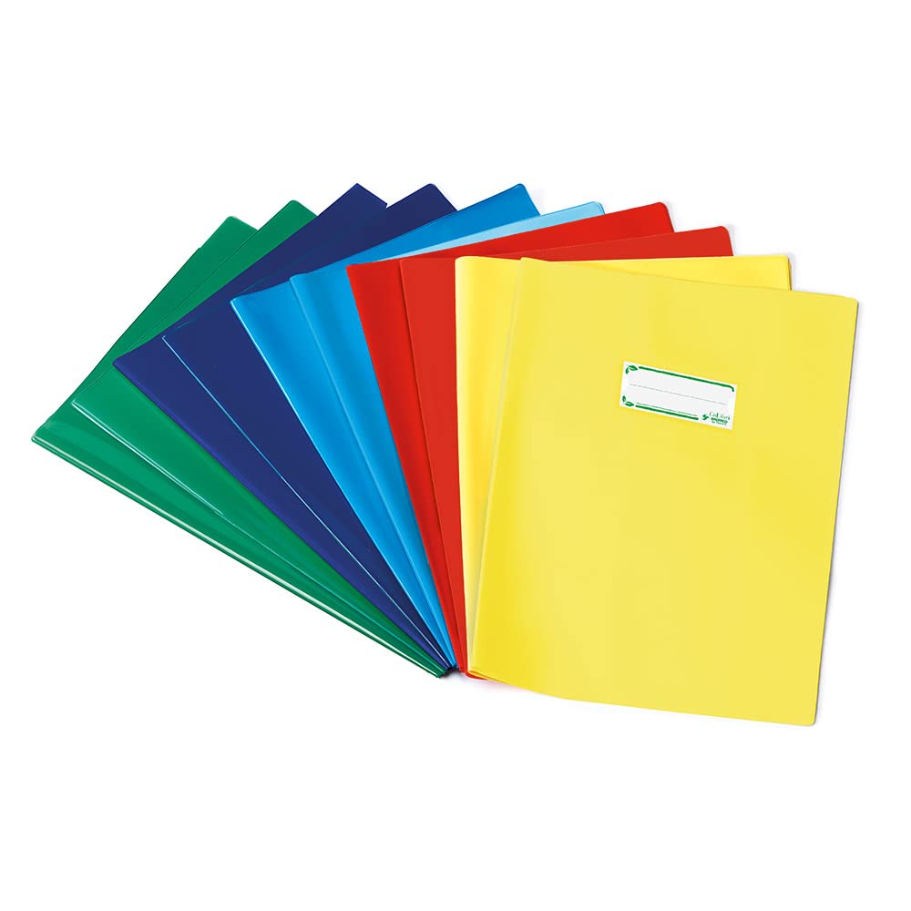 Colibrì cf 10 x A4 Maxi Covers in Eco-Polyethylene 130 My, 2 x Red + Blue + Yellow + Light Blue + Dark Green