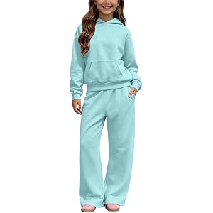 Girls Sweatsuit Fashion 2 Piece Fleece Hoodie and Sweatpants Set 5-14 Years | Girls Athletic Sets Hooded Sweatshirts and Wide