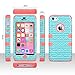 ULAK iPhone 5C Case, Shockproof Soft Silicone Rubber Hard Plastic Hybrid Heavy Duty Protection Kidproof High Impact Case Cover for Apple iPhone 5C, Zigzag + Coral Pink