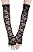 Pair Wedding Feminine Fingerless Arm Warmer Elbow Length Lace Gloves - Black