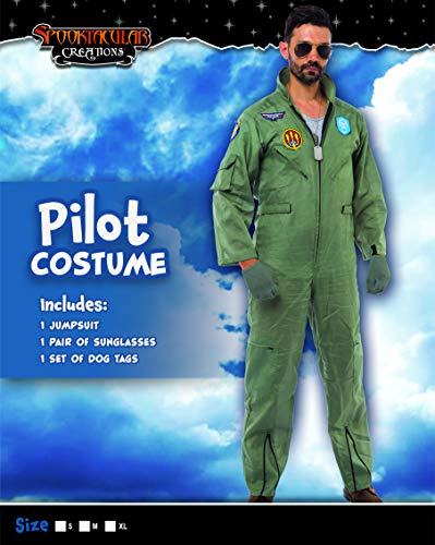 Spooktacular Creations Men's Flight Pilot Adult Costume with Accessory for Halloween Party (X-Large) - //coolthings.us