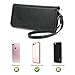 Smartphone Wallet, ENDLER Clutch Purse[Crossbody Strap/Wristlet] Bag PU Leather Pouch Smart Phone Case for iPhone 7 Plus/7, iPhone 6s/6s Plus, Samsung Galaxy S8 Edge/S7/Note,HTC,LG,Google-Black