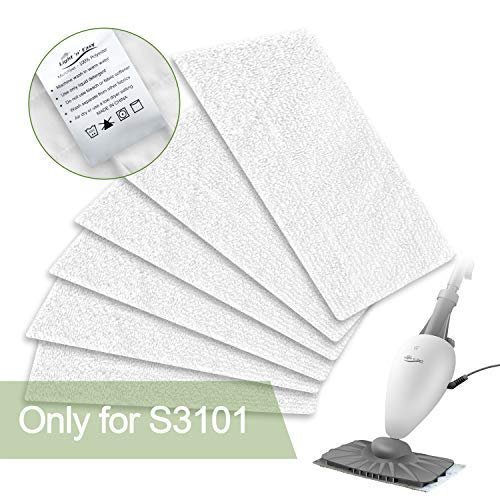 LIGHT 'N' EASY Original 6 Pack Cleaning LIGHT'N'Easy S3101 Steam Cleaner Microfiber Washable Floor Mop Replacement Pads(Not for LIGHT'N'EA, White