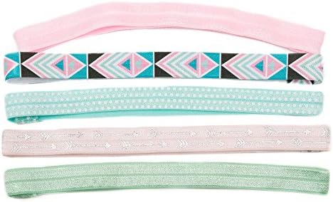 5 Pack of Custom Stylish Stretch Headbands 5/8 Inch Fold over Elastic FOE Size Large - Forever Young