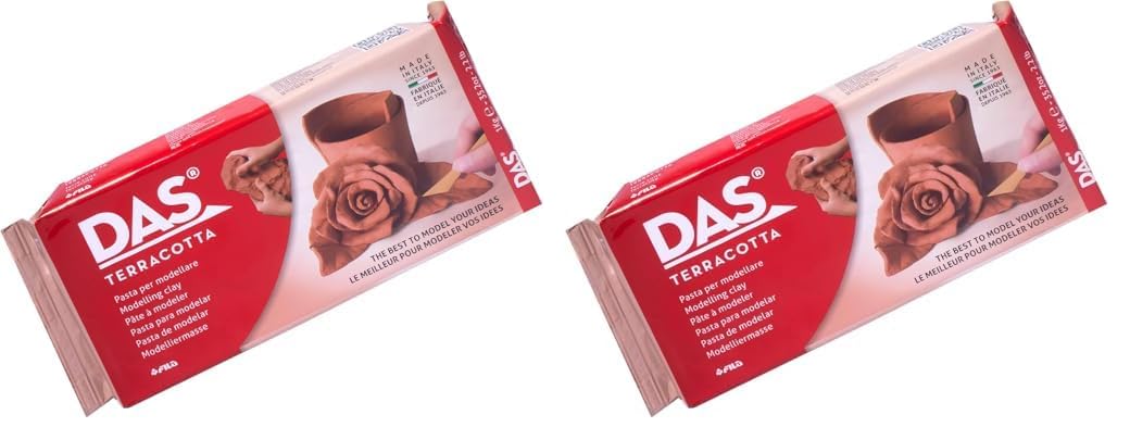 DAS Terracotta Air-Hardening 1kg Modelling Clay, Ideal for Professionals & Hobbyists (Pack of 2)