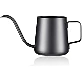 Lizhluzh 12 oz / 350 ml Watering Can Indoor Plants, Stainless Steel Plant Watering Can with Long Spout (Black) (12oz)