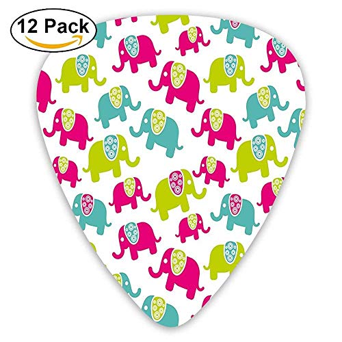 Cartoon Cute Elephants With Ornaments Joyous Guitar Picks 12/Pack