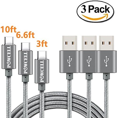 3 Pack 3/6/10 Feet USB Type C Charger Cord for Google Pixel 3 XL Pixel 2 Pixel XL Pixel 2 XL OnePlus 7 Pro 6 5 5T LG G8 V40 V30 V30+ BlackBerry Keyone KEY2 Motion Fast Charge and Data Sync Cable
