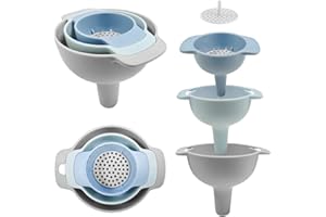 Kitchen Funnels for Filling Bottles 4 in 1 Kitchen Funnels with Detachable Strainer Filter BPA-Free Food Grade Plastic Funnel