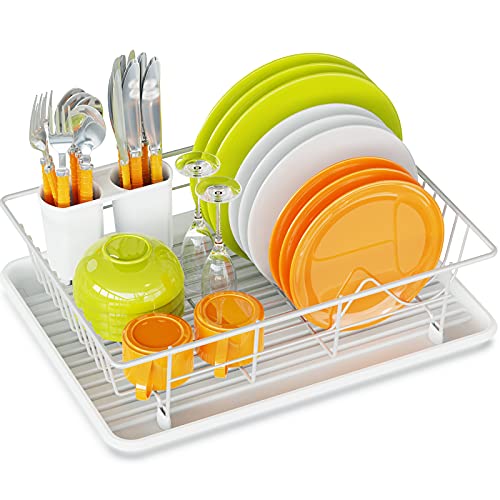 Dish Drying Rack, Ace Teah Small Dish Rack Drainer with Drain Board for