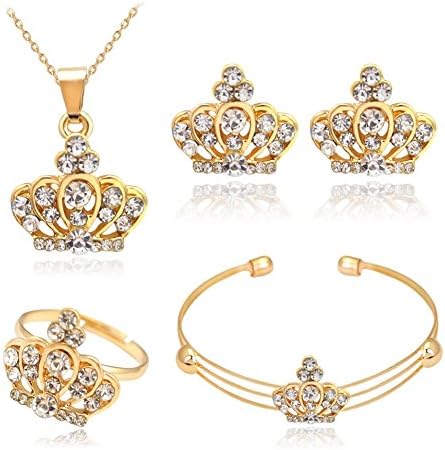 WuWxiuzhzhuo Women Lovely Heart Shape Pendant Inlaid Zircon Necklace Lever Earrings Jewelry