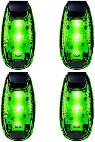 3 Modes LED Safety Lights 4 Packs Clip on Strobe Running Cycling Dog Collar Bike Tail Warning Light High Visibility Accessories for Reflective Gear (green)