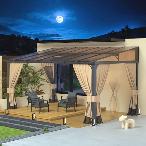 RTDTD 10' x 14' Lean-to Hardtop Gazebo Review: Wall-Mounted Pavilion with Curtains image 34