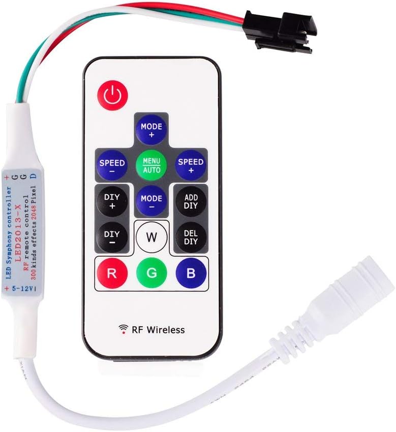 RGBZONE DC 5-24V Mini 14 Key RF Remote Controller for WS2811 WS2812B ...