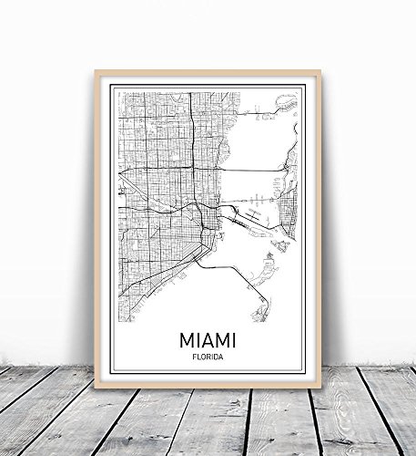 Miami Map Map Of Miami Miami Map Art Florida Print | Desertcart GB
