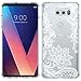 LG V30 / LG V30 Plus/LG V30S ThinQ/LG V35 / LG V35 ThinQ Case, SWODERS Flower Clear Design Shock Absorbing TPU + Hard PC Bumper Case Cover for LG V30 / LG V30 Plus - White