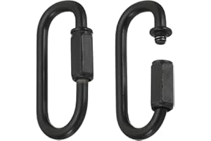 MECCANIXITY Chain Connectors, 6mm Thick Quick Link Screw Lock Oval Clips for Chandelier Pendant Lights, Black, Pack of 2