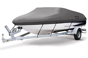 MSC Heavy Duty Oxford Ployester Made Trailerable Boat Cover,Fits V-Hull,Tri-Hull, Runabout Boat Cover (Model C - Length:16'-18.5' Beam Width: up to 94", Dark Gray)