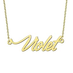 BYBWBL Violet Name Pendant Necklace 18k Gold Plated