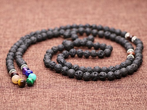 COAI 6mm Tibetan Prayer Lava 7 Chakra 108 Mala Beads Healing Stones Bracelet
