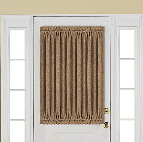 Best Dreamcity Insulated Thermal Rod Pocket Faux Linen Room Darkening Curtains / Drapes with Bonus Tieback for French Door, Single Panel, W52" by L40", Camel