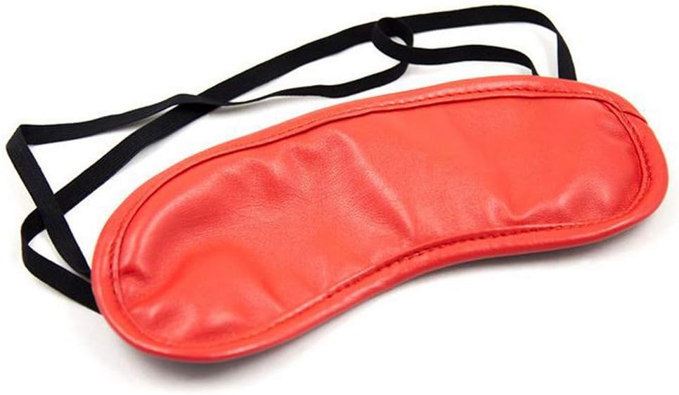 HinLot PU Leather Soft Blindfold Masquerade Prom Eyemask with Elastic Red