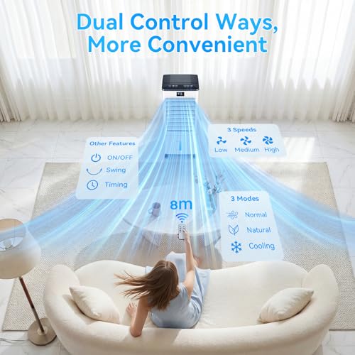 Portable Air Conditioners,3-in-1 Evaporative Air Cooler,4 Modes 3 Speeds Blow Cold Air, 120°Oscillation, LED Display, 12H Timer, Windowless Portable AC w/ 8L Tank & Remote for Home Bedroom Office