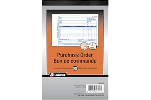 Adams Purchase Order Book, 2-Part Carbonless, 50 Sets, Consecutively Numbered, 5.56 x 8.43 Inches, Red Print, Wraparound Cove