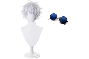 tugia Gojo Satoru Cosplay Glasses With Wig Anime Sunglasses Cosplay Props Accessories