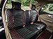Amooca Universal Front Rear Car Seat Cushion Cover Black 6pcs Full Set Needlework PU Leather