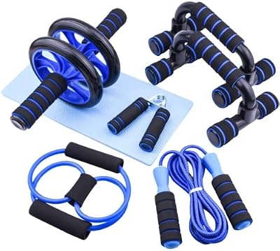 AERLANG 7‑IN‑1 Ab Roller Wheel Kit with Bars Resistance Band Skipping Rope