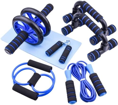 AERLANG 7‑IN‑1 Ab Roller Wheel Kit with Bars Resistance Band Skipping Rope