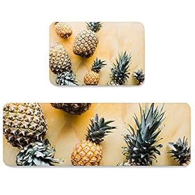 Livencher Kitchen Rug Sets 2 Piece Rugs Runner Non-Slip Washable Home Carpet Tropical Pineapple Summer Fruits Farmhouse… 516E5jOpsoL