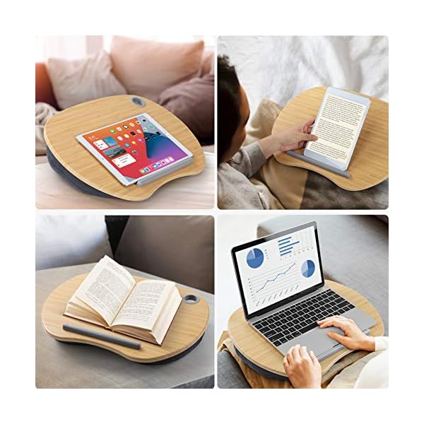 HUANUO Laptop Stand for Desk, Lap Tray with Cushion for Bed & Sofa, Laptop Lap Desk, Book Stand, Sleeping Pillow, Lapdesk with Cable Hole & Anti-Slip Strip, Fit up to 15.6" Notebook - Image 3
