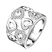 NYKKOLA Beautiful 925 Jewelry Austrian Crystal Hollow Heart Sweet Love Silver Ring Band(O)