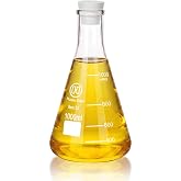 HUAOU 1000ml Glass Erlenmeyer Flask with Rubber Stopper | Laboratory Flask , 3.3 Borosilicate Glass, Narrow Mouth, Printed Graduation, Lab Chemistry Conical Flask