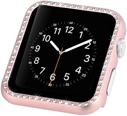 For Apple Watch Case 38mm Diamond, Originality Rose Shock-proof and Anti-scratch Hard Shiny Diamond Protector Bumper Cover Shell Frame for 38mm Apple Watch Series 3/2 / 1 Rose Gold