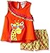 Rare Editions Girls' Little Giraffe Applique Short Set, Orange/Multi, 5