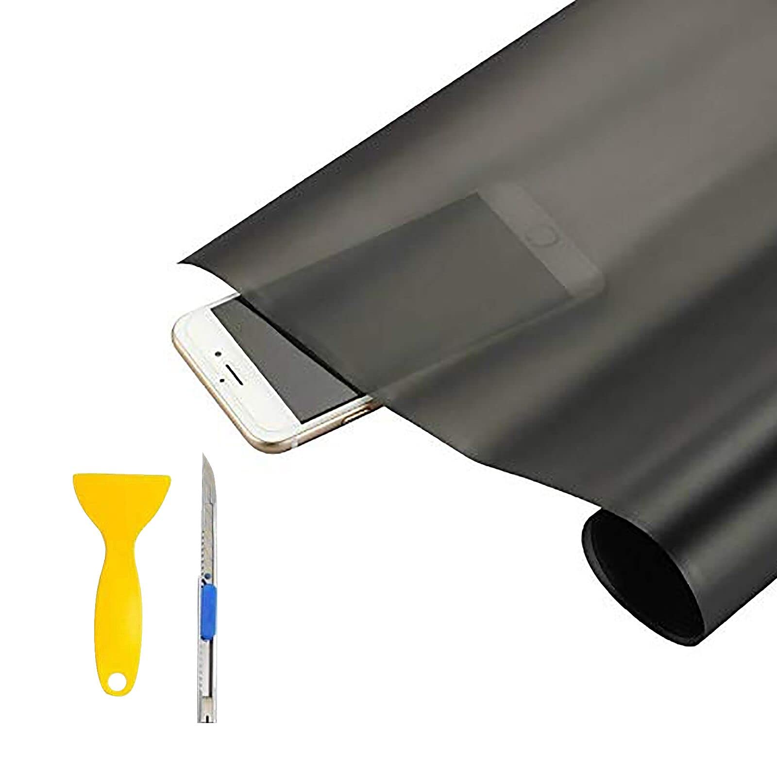 Photo 1 of KOMAS 12” X 48” Tint Vinyl Film Sticker Sheet Roll for Car Headlight, Tail Lights, Fog Lights with Squeegee + Cutter (Matt Black)