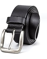 Lebrutt Genuine Men's Leather Belt, Casual Jeans Belt for Men (40, Black)