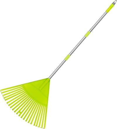 Colwelt Plastic Leaf Rake 22 Tines 56-72 in Adjustable Handle Garden Rake