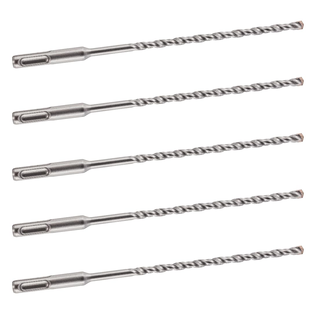 5 PACK OF - 5.5mm x 210mm LONG SDS + PLUS MASONRY DRILL BIT, TUNGSTEN CARBIDE TIP, FOR STONE CONCRETE BRICK